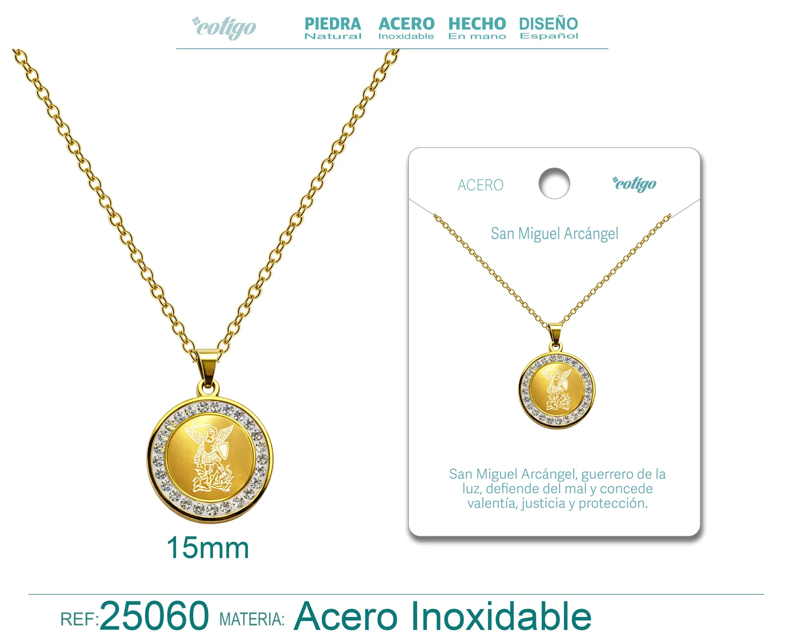COLGANTE SAN MIQUEL DE ARCANGEL ACERO COLOR DORADO