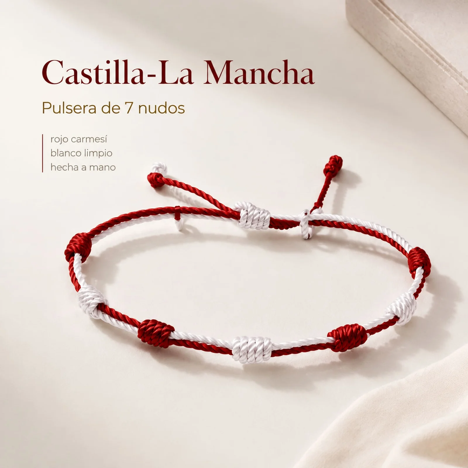 PULSERA 7 NUDOS DE BANDERA DE  CASTILLA LA MANCHA