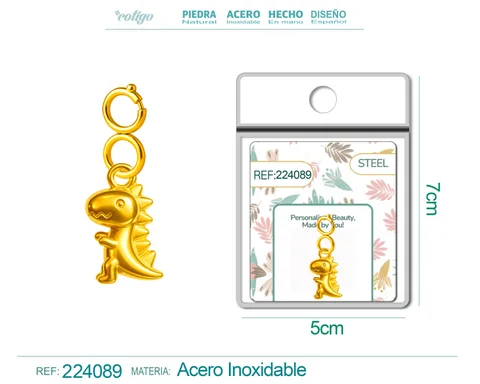 CHARM ACERO DORADO CHAPADO ORO 14 K-CON CIERRE