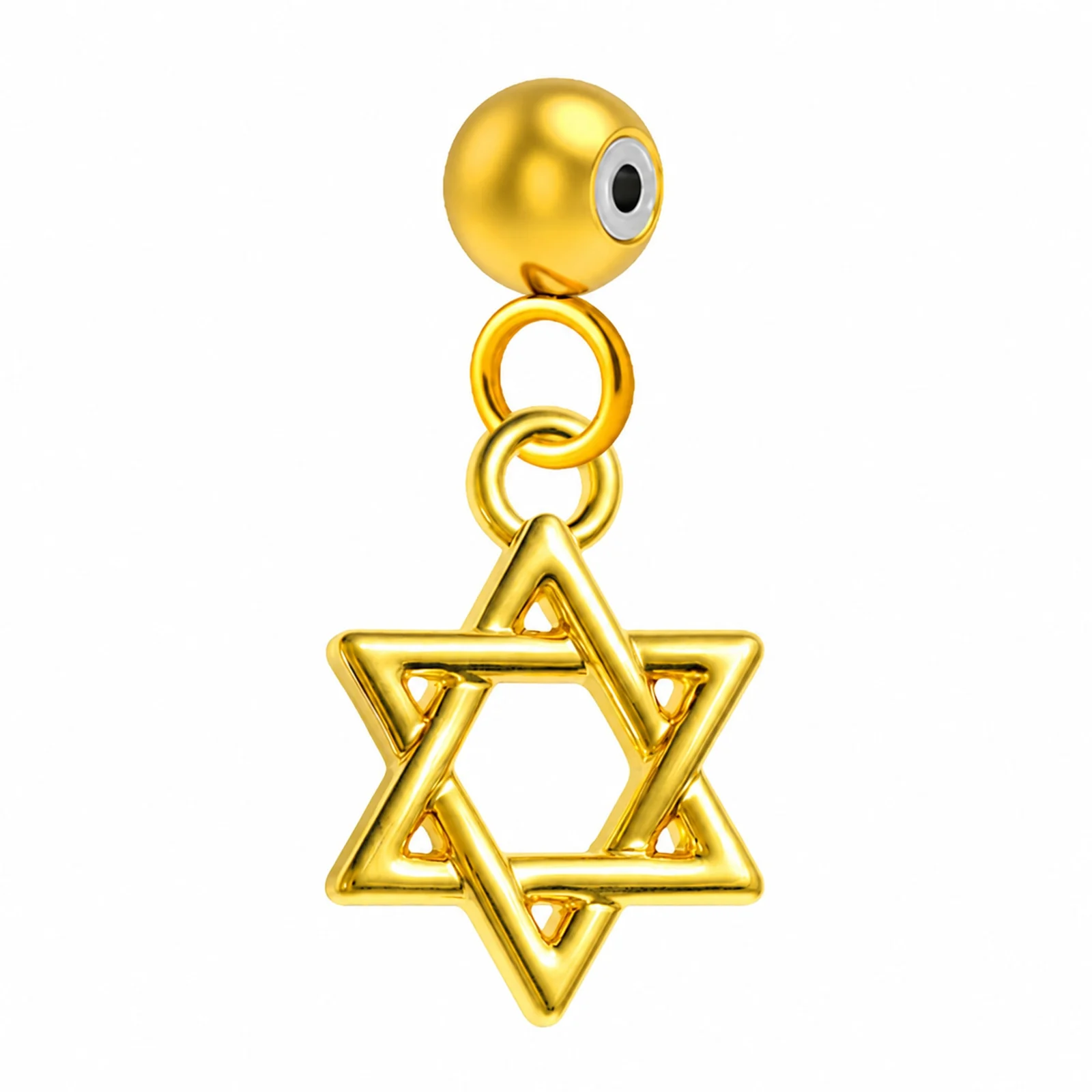 CHARM ACERO DORADO CHAPADO ORO 14 K-CON BOLA DE GOMA