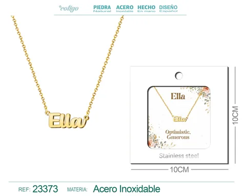COLLAR NOMBRE INGLES ELLA ACERO CON SOBRE