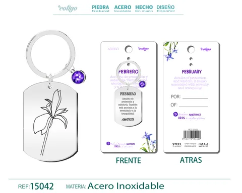 LLAVERO ACERO PARA NACIMIENTO DE FEBRERO