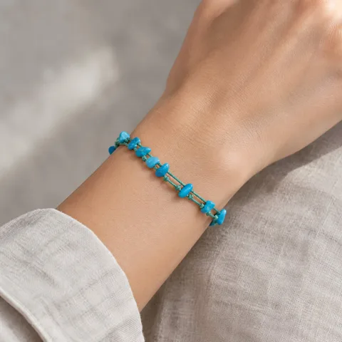 PULSERA HILO ENCERADO CON TURQUESA