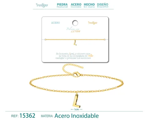 PULSERA LETRA L COLOR DORADO
