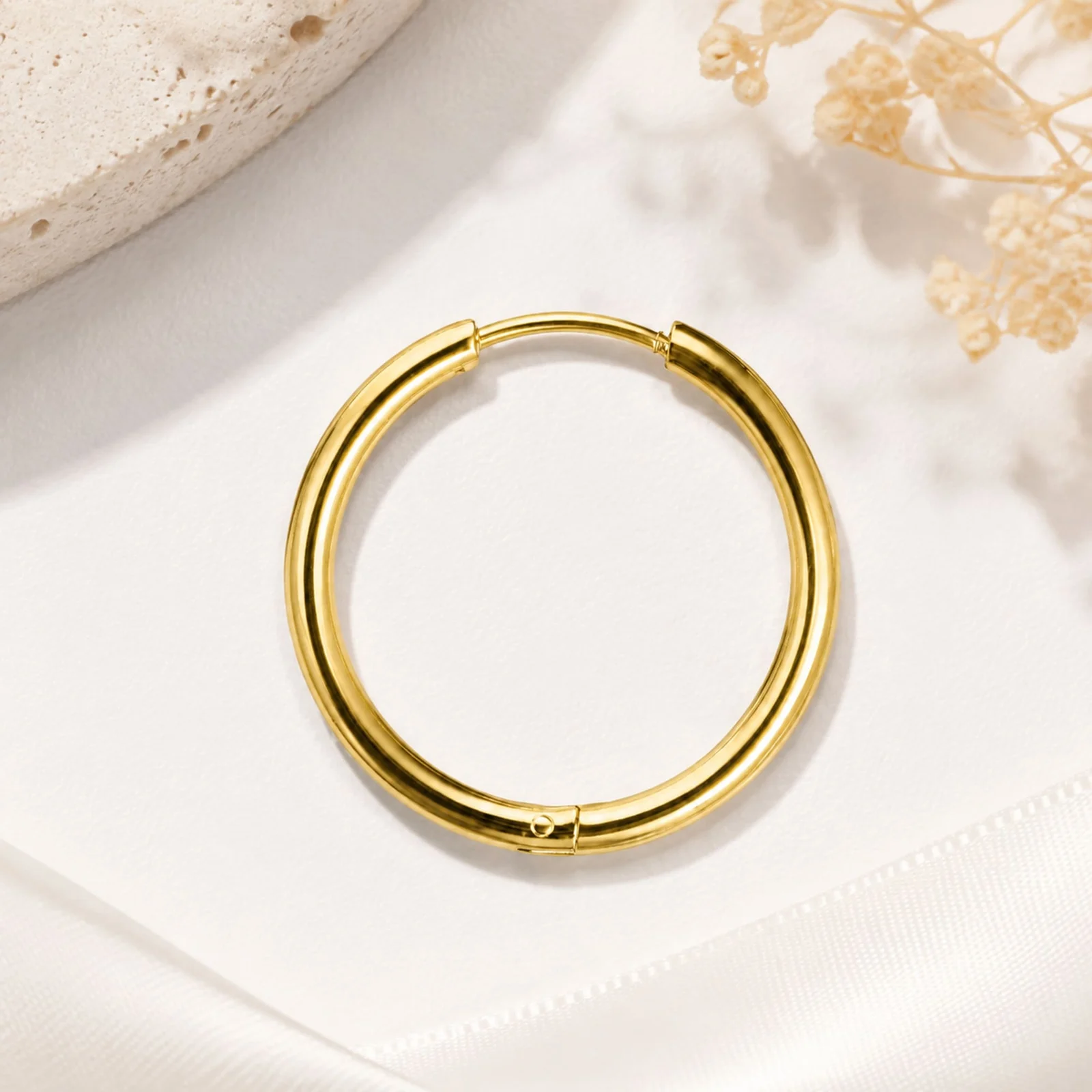 PENDIENTE DE ARO ACERO 20MM COLOR DORADO PARA CHARM