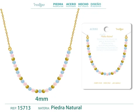 COLLAR JADE AMARILLO，CUARZO ROSA，OPALINA 4MM