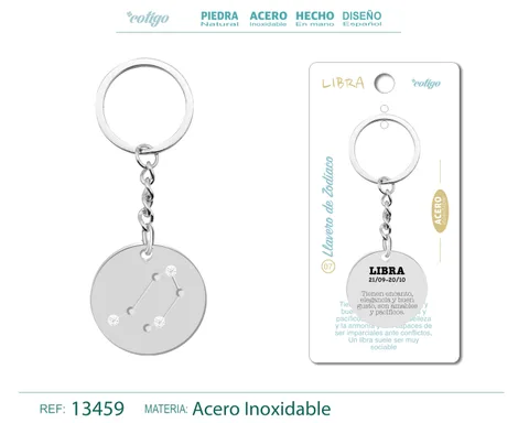 LLAVERO ACERO CON ZODIACO LIBRA