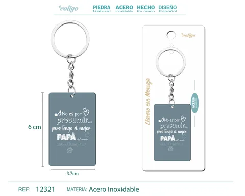LLAVERO MENSAJE COLORES CON ACCESORIO ACERO