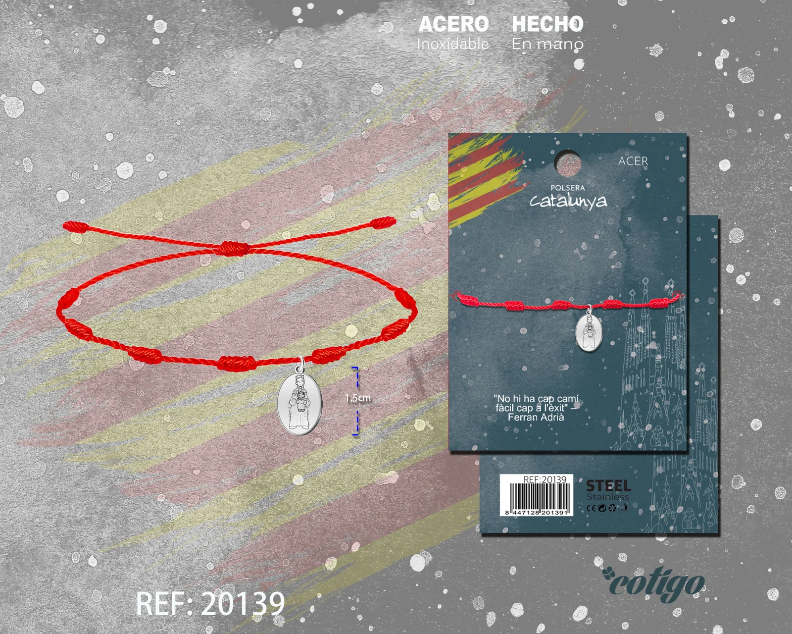 PULSERA 7 NUDOS CON VIRGEN MONTSERRAT ACERO PLATEADO