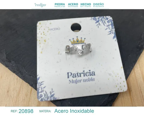 ANILLO NOMBRE PATRICIA ACERO COLOR PLATEADO