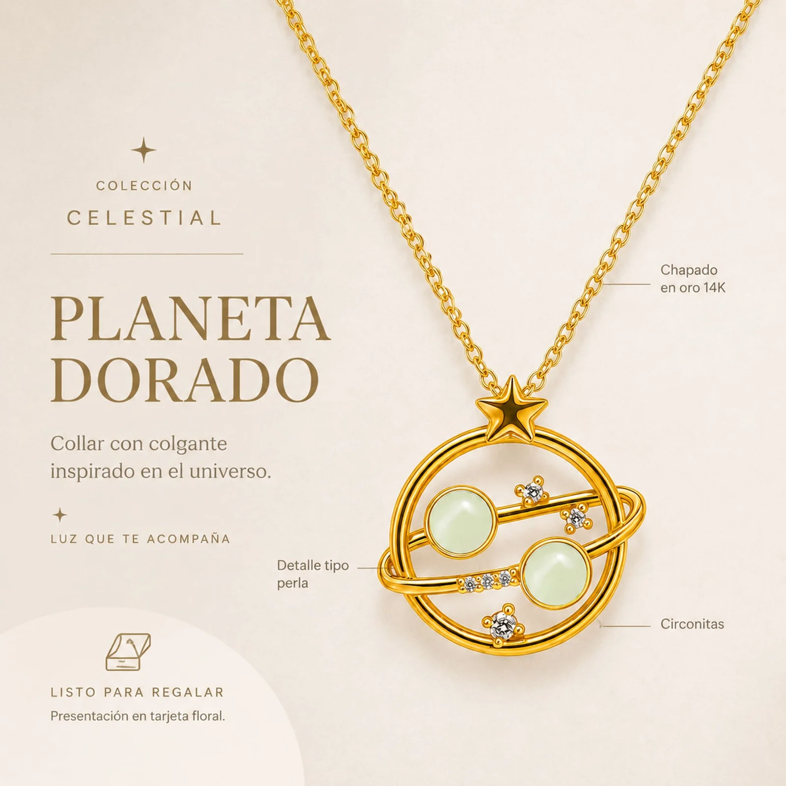 COLGANTE CHAPADO ORO 14K CON CIRCONITA