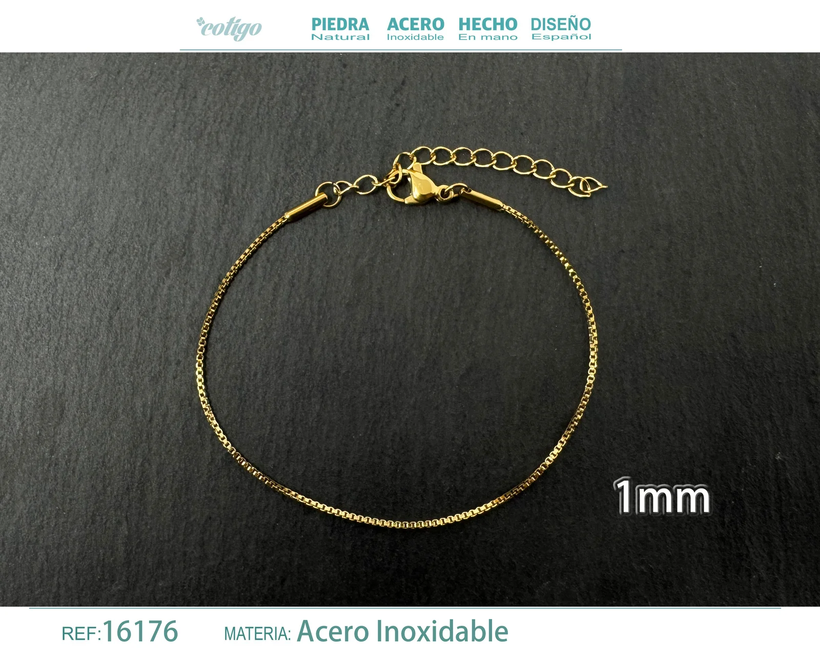 PULSERA DE CADENA ACERO DORADO