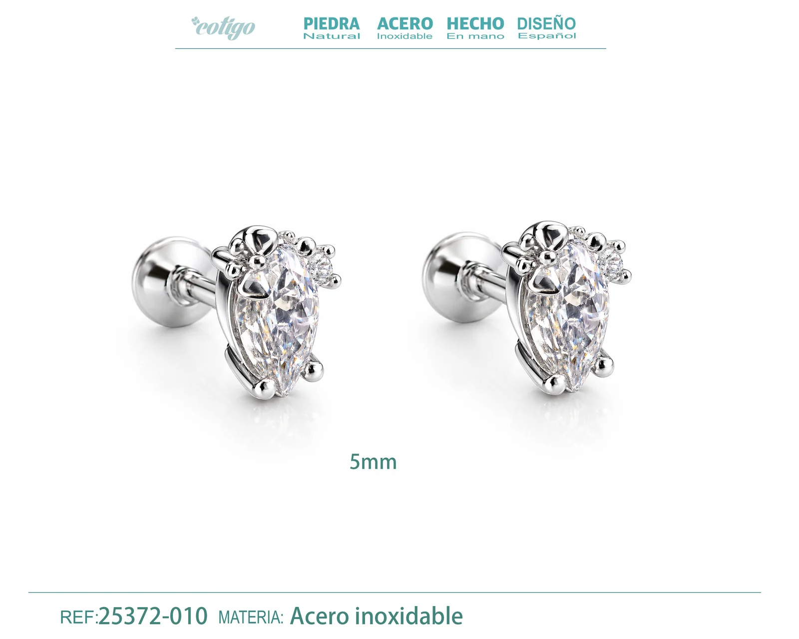 Pendiente-Piercing Bañado Oro 18K y con Circonita