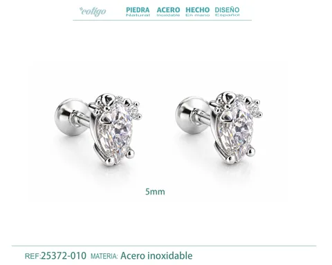 Pendiente-Piercing Bañado Oro 18K y con Circonita