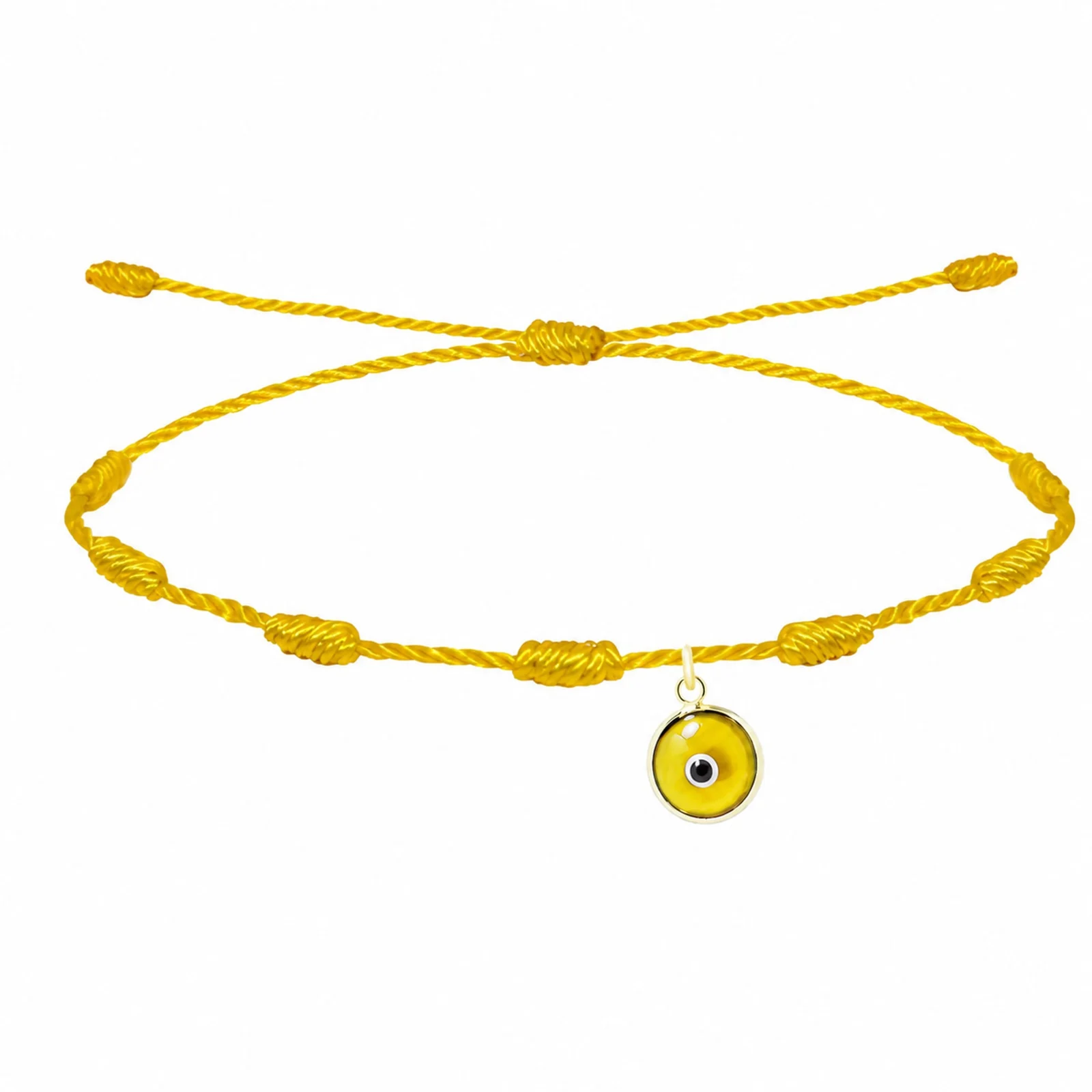 PULSERA 7 NUDOS DORADO CON COLGANTE DE OJO TURCO