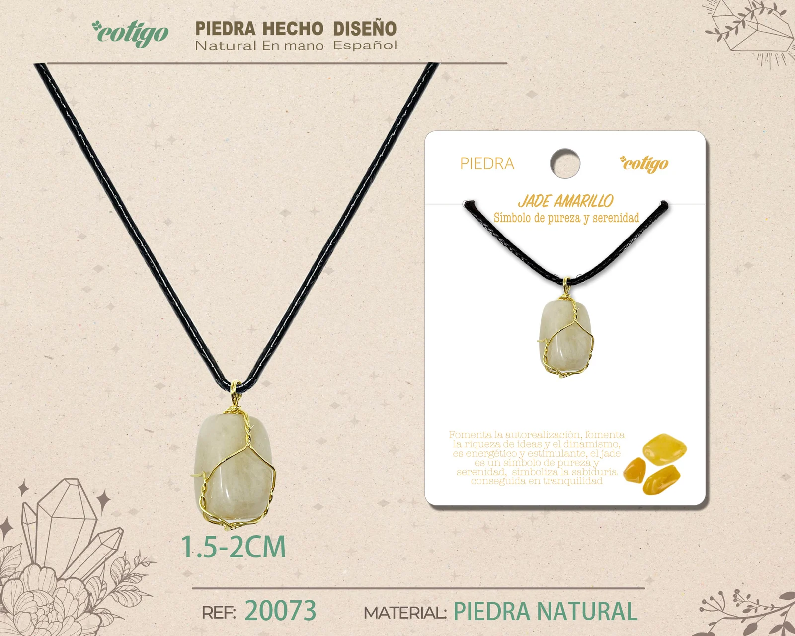 COLGANTE PIEDRA NATURAL- JASPE AMARILLA
