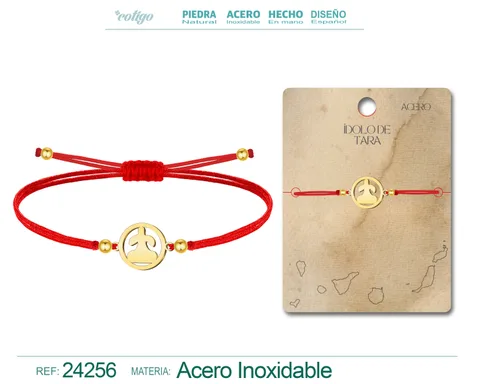 PULSERA HILO ENCERADO CON IDALO DE TARRA ACERO DORADO