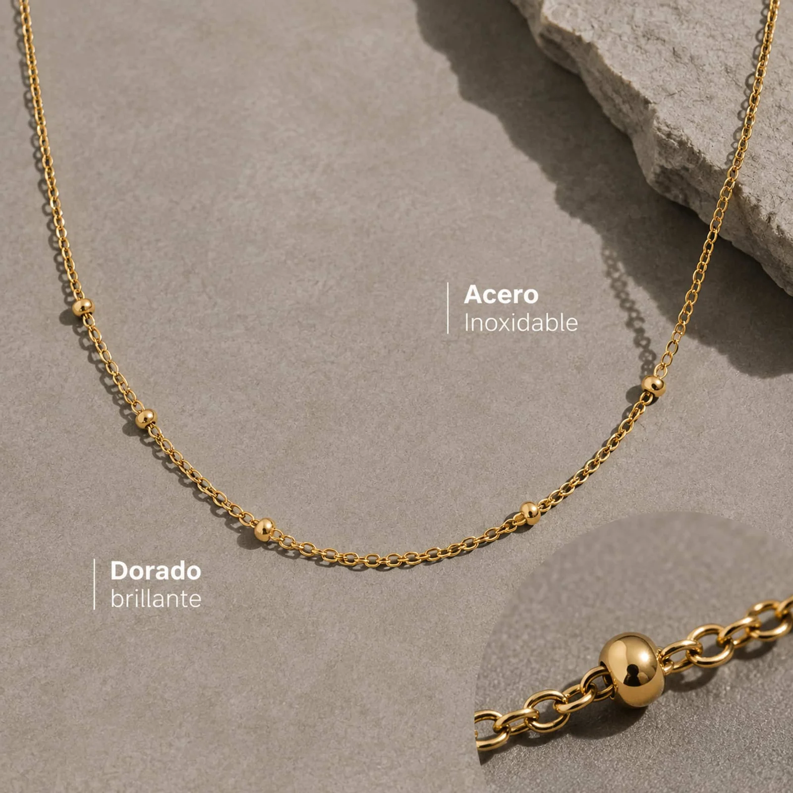 COLLAR DE CADENA ACERO DORADO