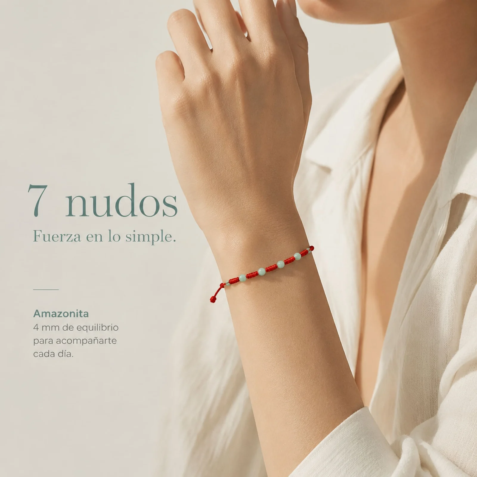 PULSERA 7 NUDOS CON  AMAZONITA 4MM