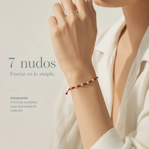 PULSERA 7 NUDOS CON  AMAZONITA 4MM