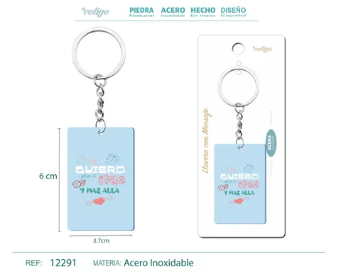 LLAVERO MENSAJE COLORES CON ACCESORIO ACERO
