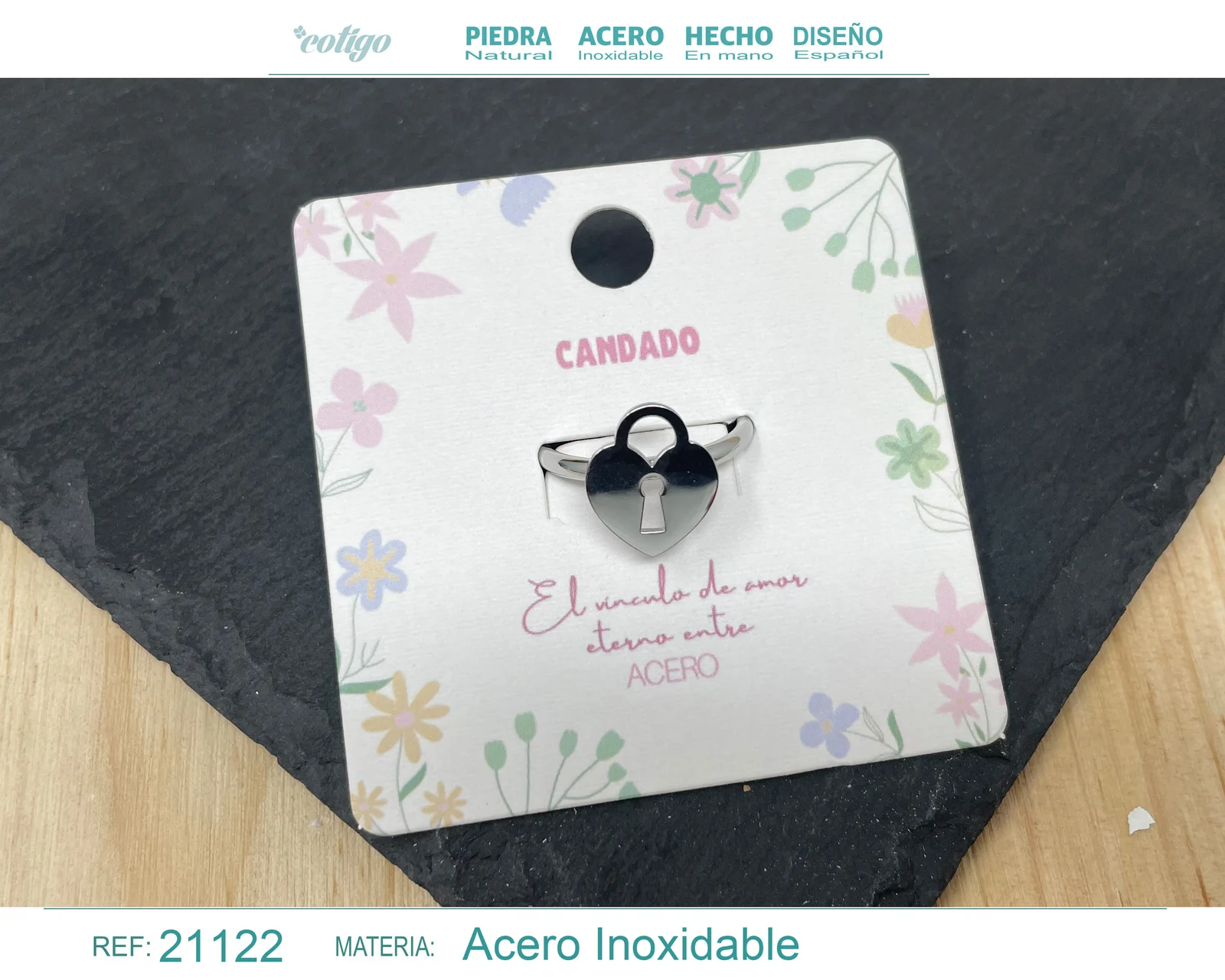ANILLO CANDADO ACERO COLOR PLATEADO