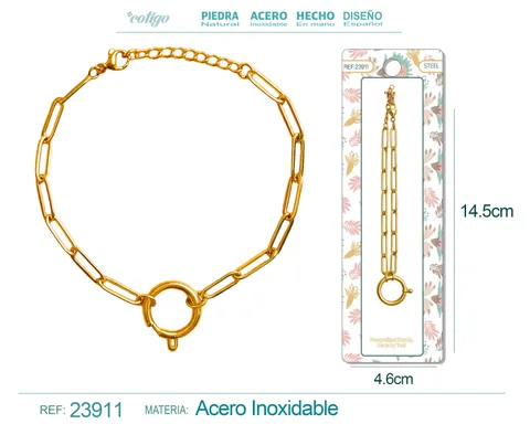 COLLAR DE CADENA ACERO COLOR DORADO PARA CHARM