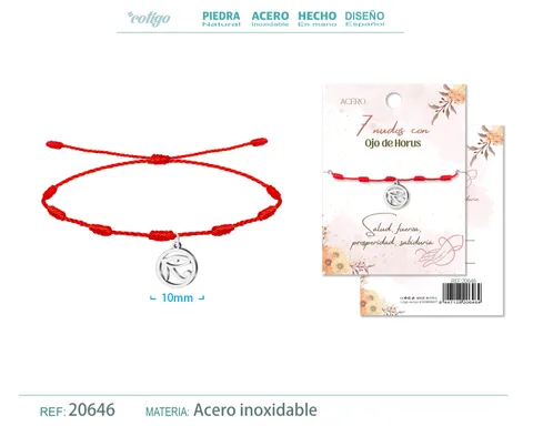 PULSERA 7 NUDOS CON OJO DE HORUS COLOR PLATEADO