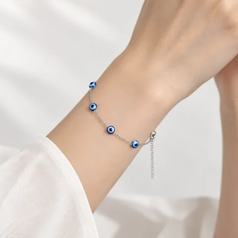 PULSERA OJO TURCO ACERO COLOR PLATEADO