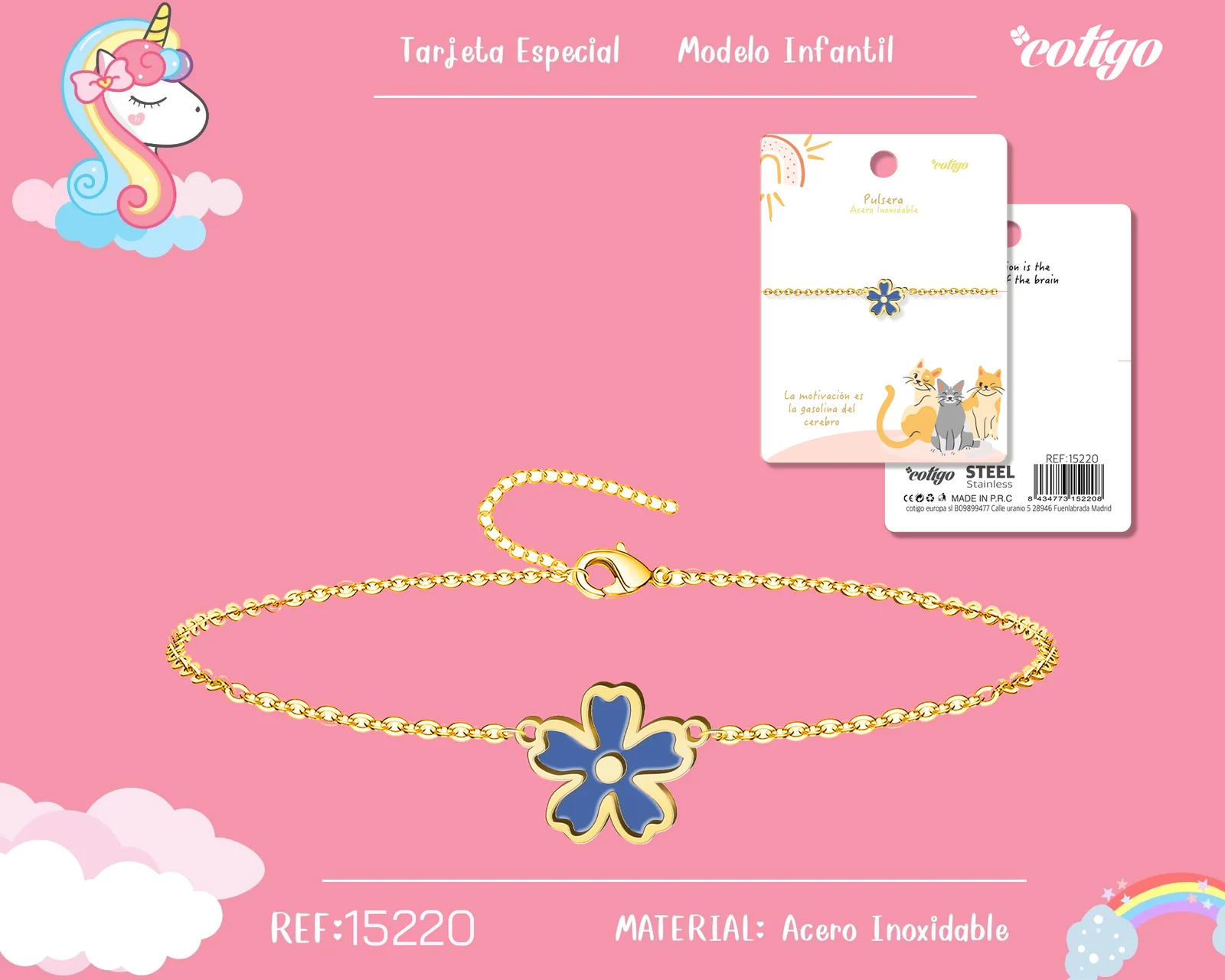 PULSERA DE NIÑA ACERO COLOR DORADO