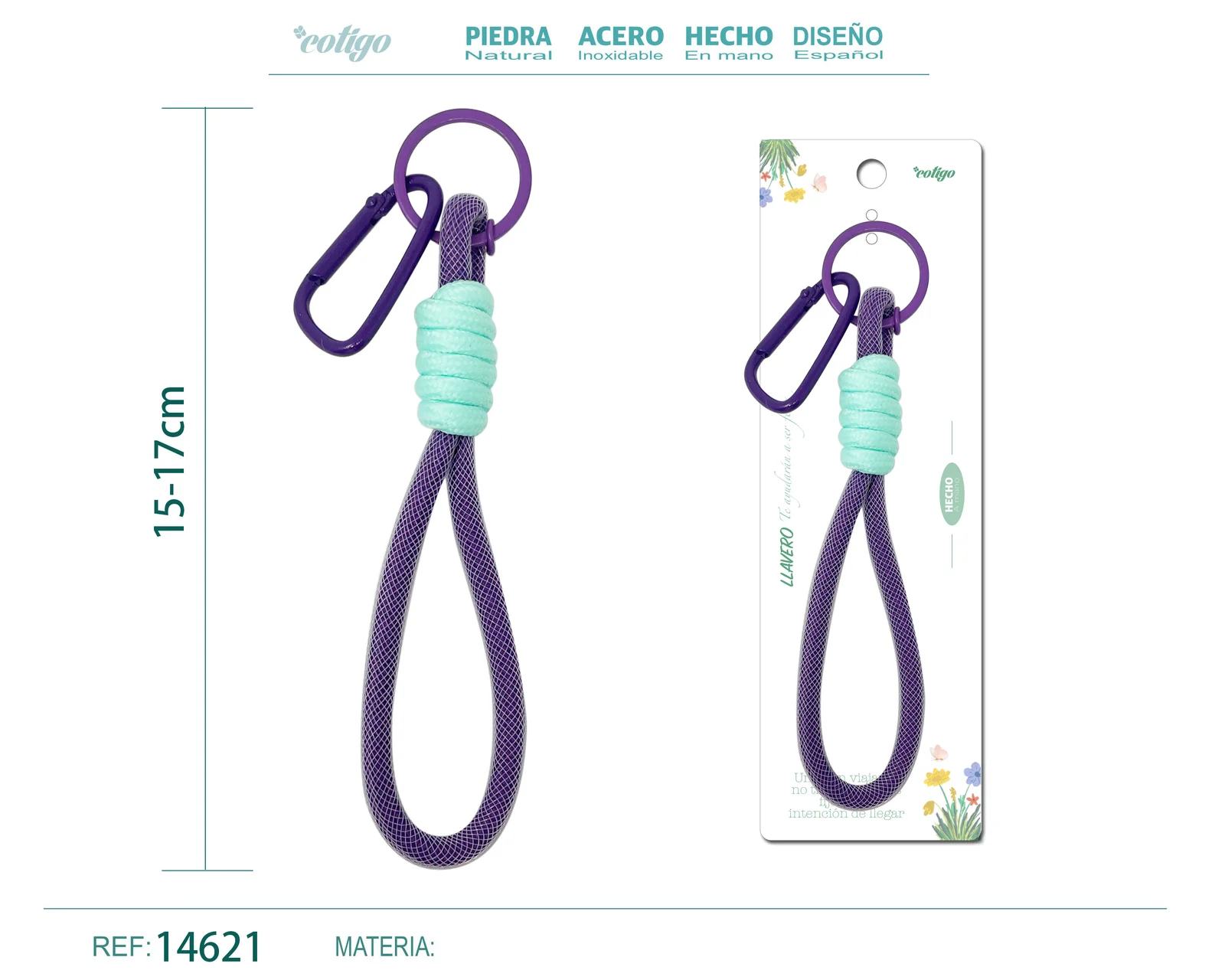 LLAVERO DE CUERDA COLOR MACARRÓN