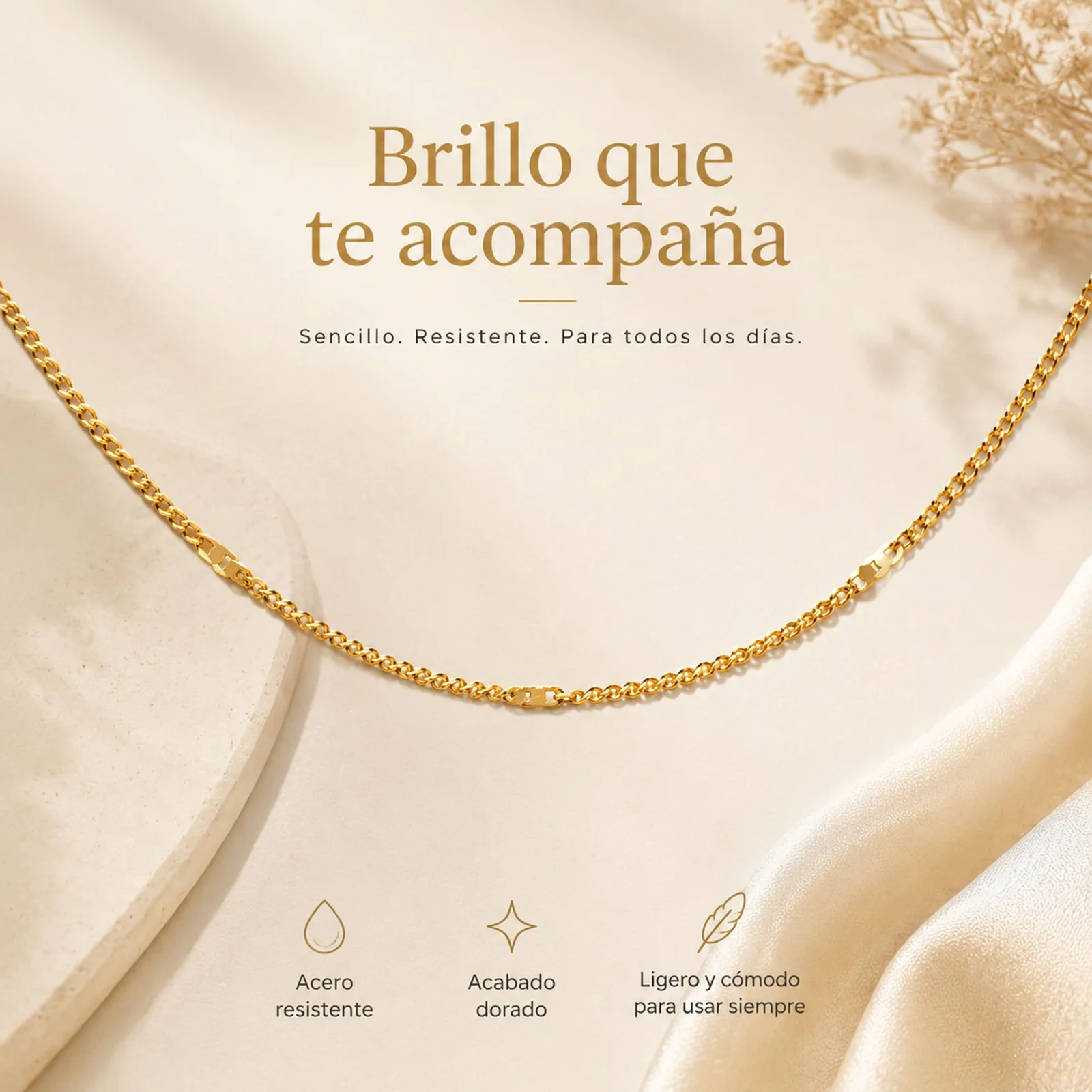 COLLAR DE CADENA ACERO DORADO