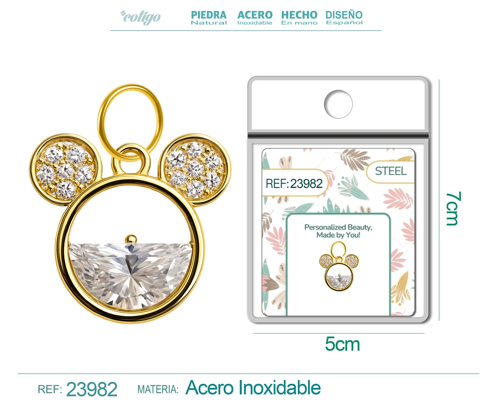 CHARM DE COBRE CHAPADO ORO 14K CON CIRCONITA