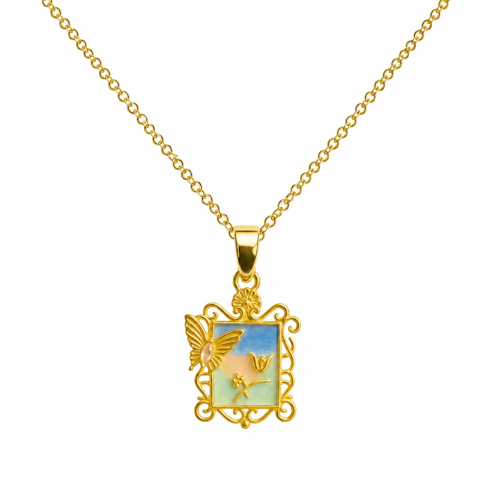 COLGANTE CHAPADO ORO 14K CON CIRCONITA