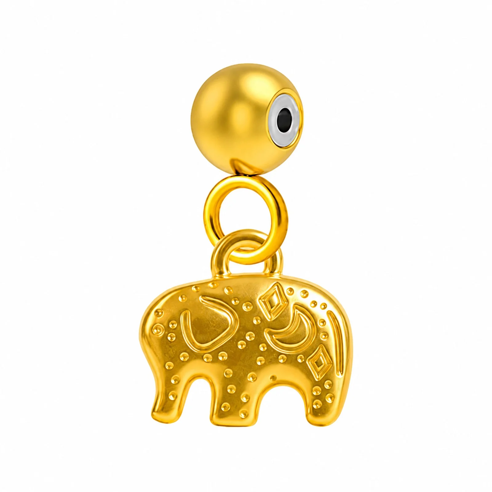 CHARM ACERO DORADO CHAPADO ORO 14 K-CON BOLA DE GOMA