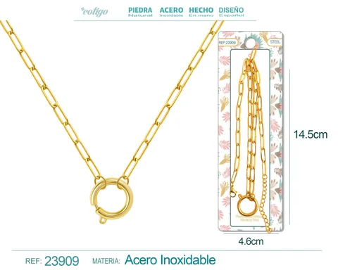 COLLAR DE CADENA ACERO COLOR DORADO PARA CHARM