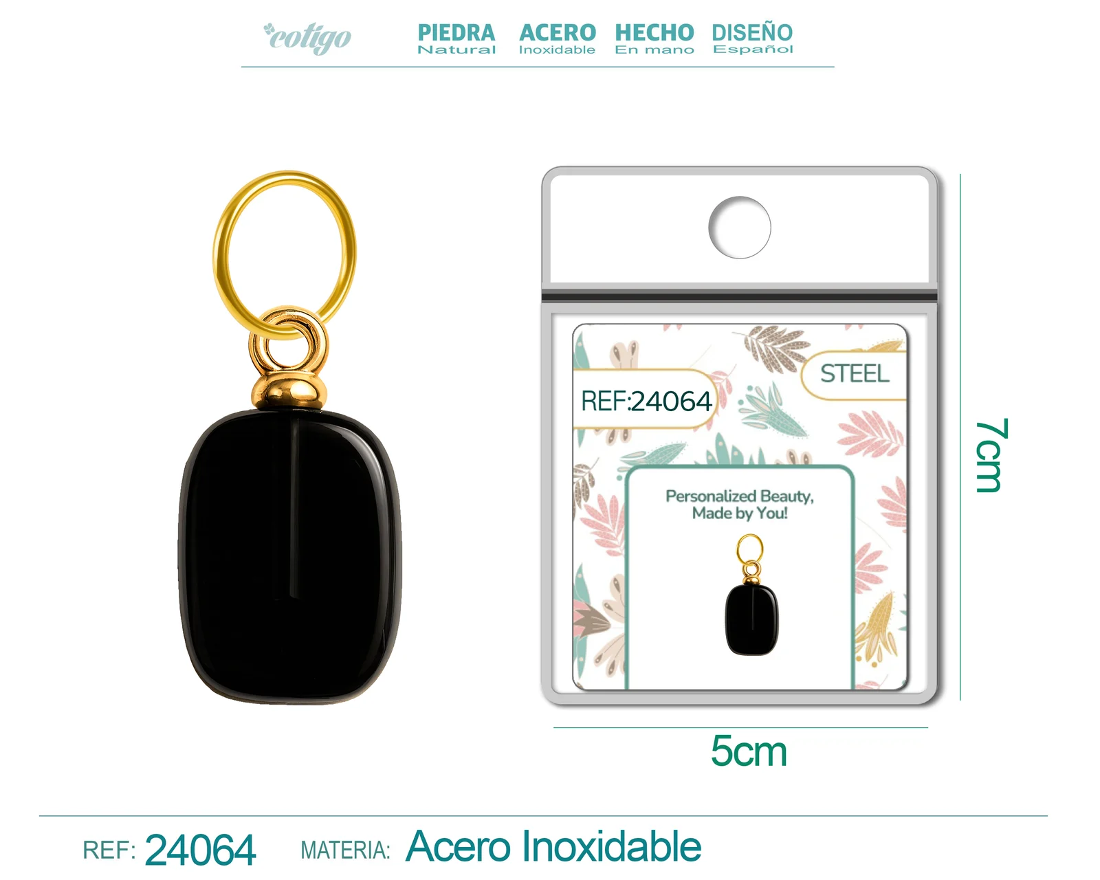 CHARM ACERO DORADO CHAPADO ORO 14 K