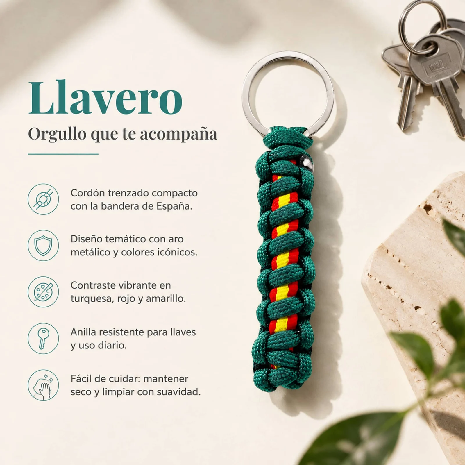 LLAVERO CUERDA CON ARO ACERO