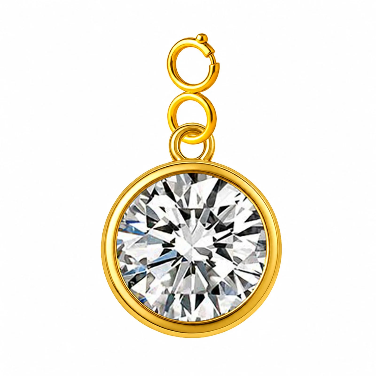 CHARM ACERO DORADO CON PIEDRA NACIMIENTO DE ABRIL-CON CIERRE