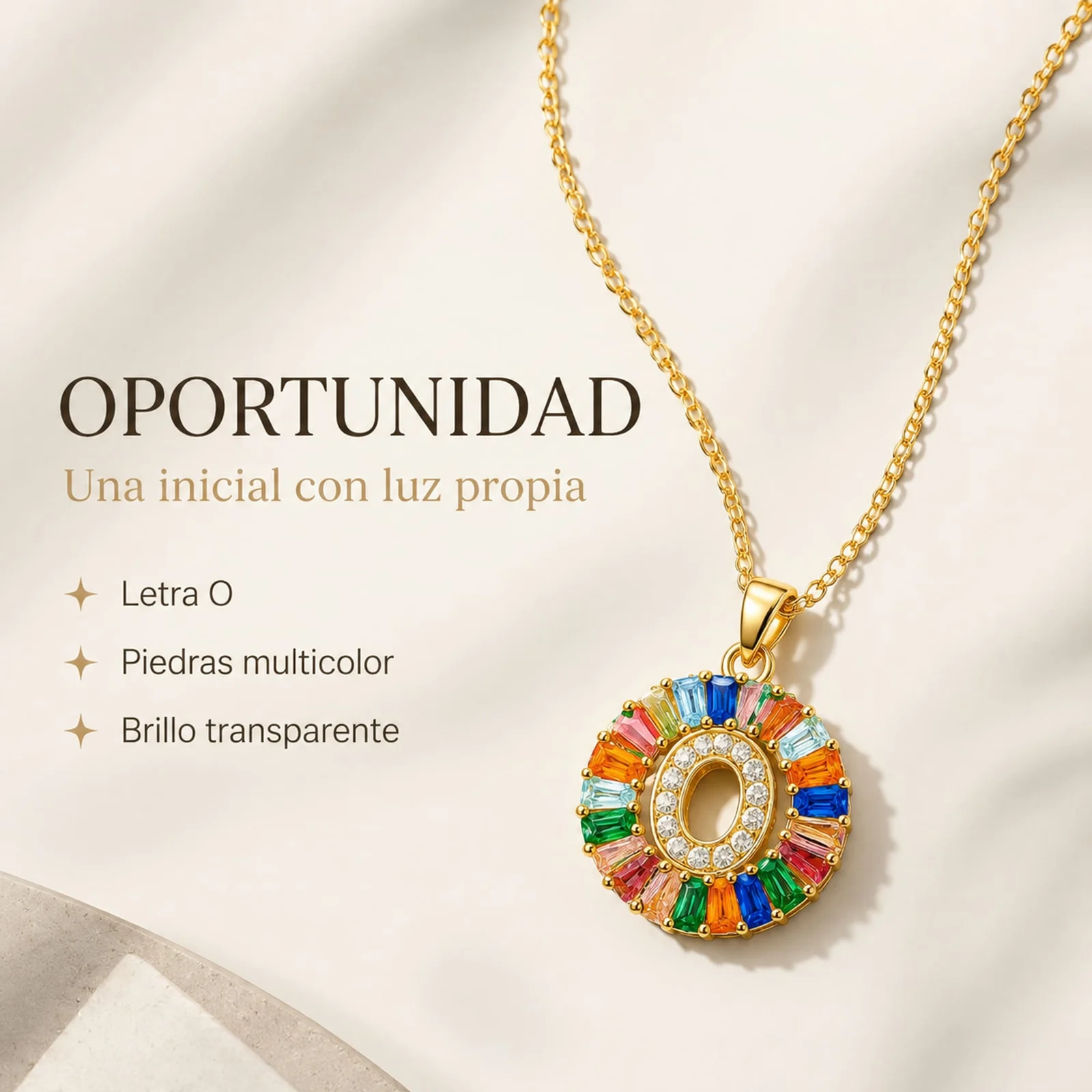 COLGANTE LETRA O CHAPADO ORO 14K CON CIRCONITA