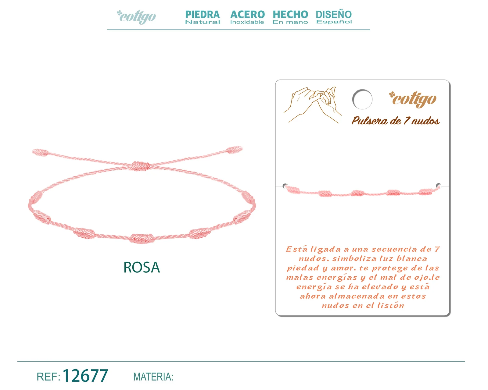 PULSERA 7 NUDOS ROSA
