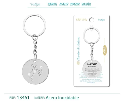 LLAVERO ACERO CON ZODIACO SAGITARIO