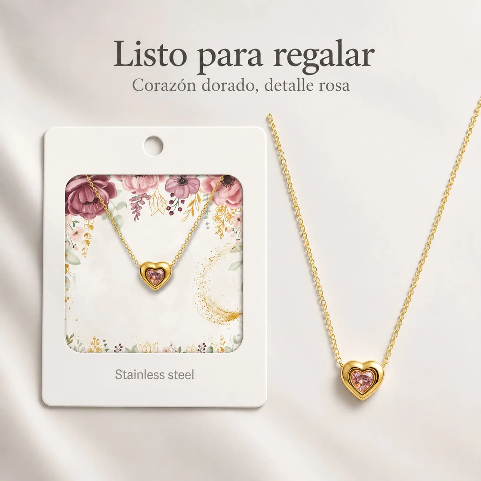 COLLAR ACERO INOXIDABLE CON SOBRE