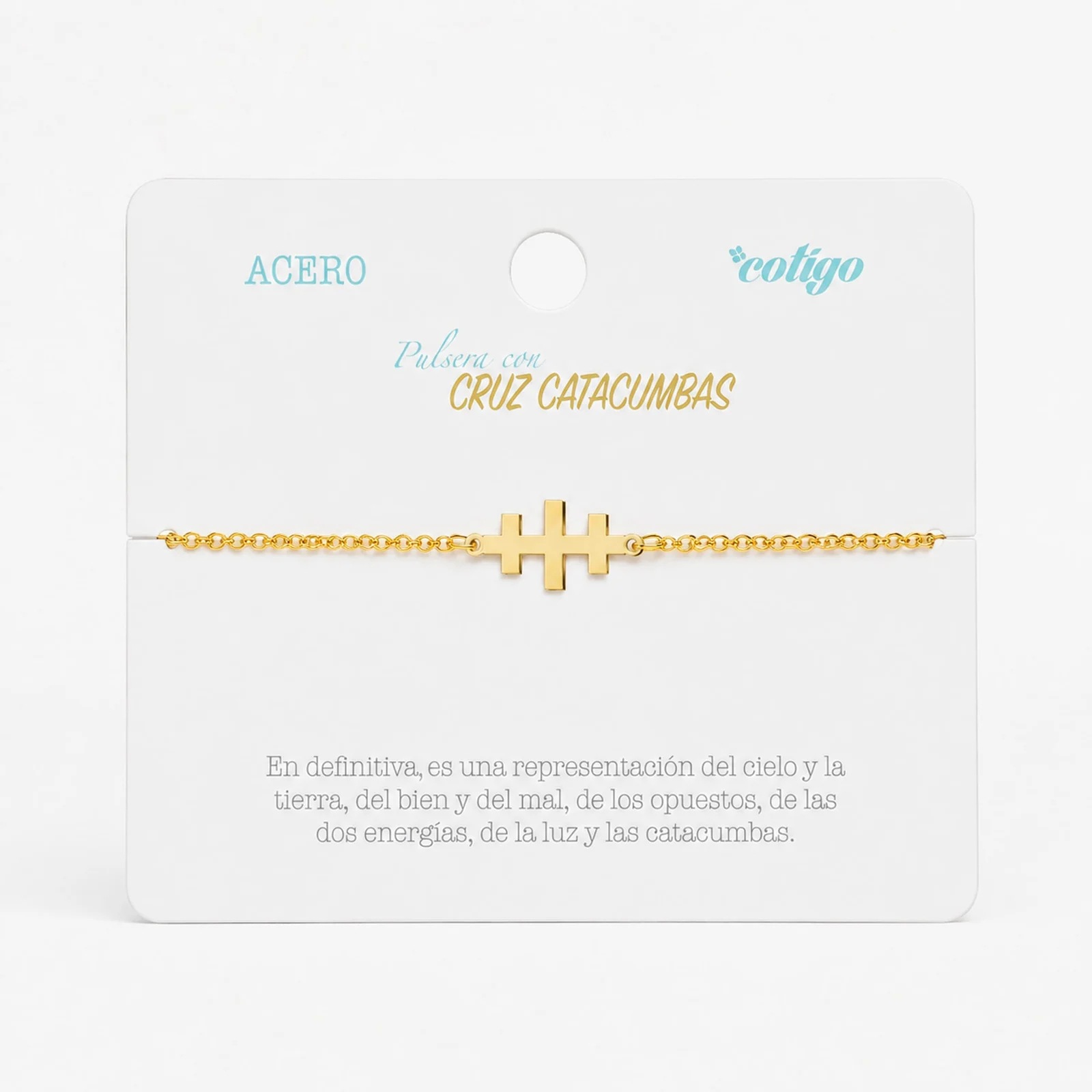 PULSERA CRUZ CATACUMBASACERO DORADO