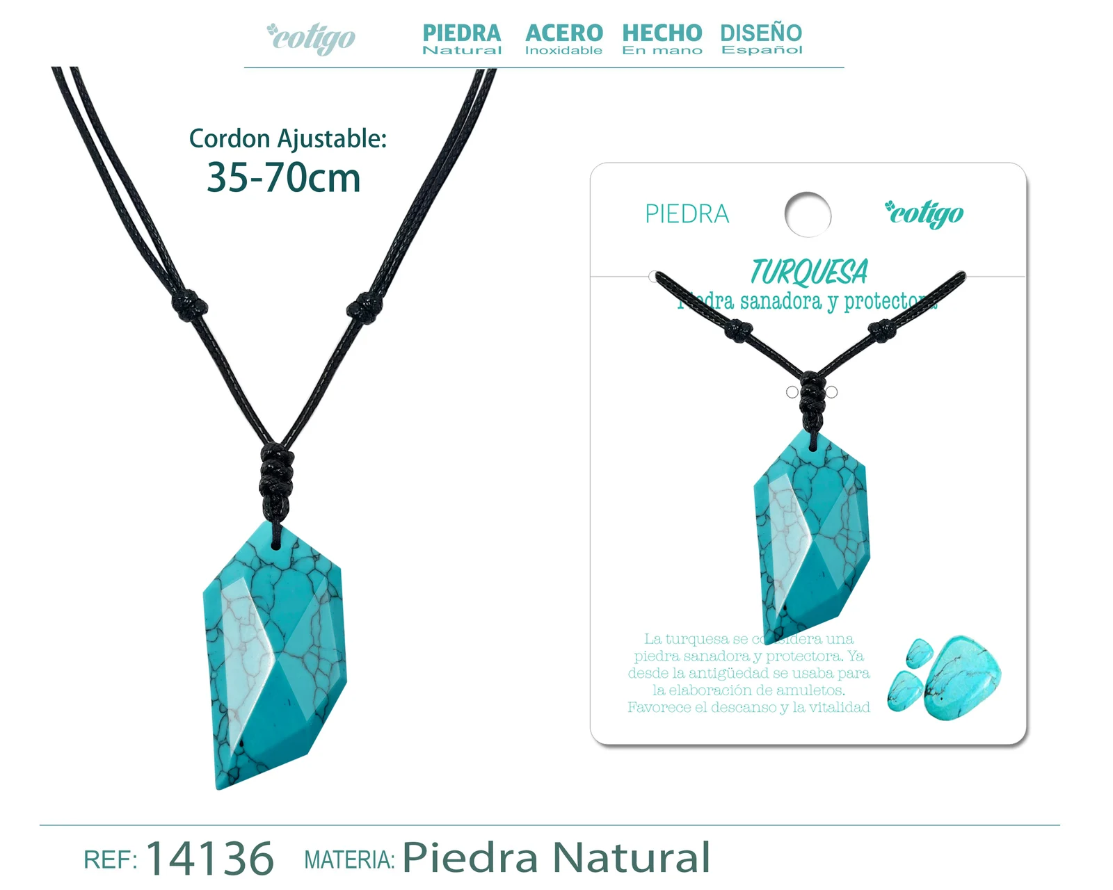 COLGANTE DIENTE LOBO DE PIEDRA TURQUESA
