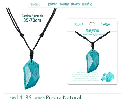 COLGANTE DIENTE LOBO DE PIEDRA TURQUESA