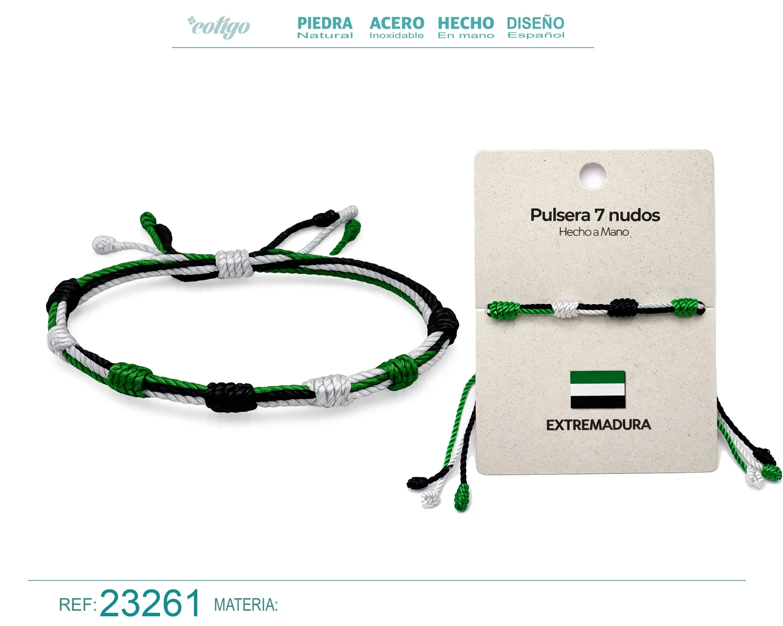 PULSERA 7 NUDOS DE BANDERA DE  EXTREMADURA