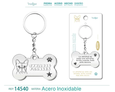 LLAVERO ACERO DE PERRO BULLDOG FRANCESE