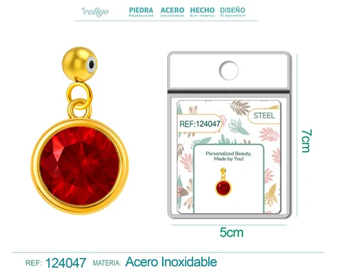 CHARM ACERO DORADO CON PIEDRA NACIMIENTO DE JULIO-CON BOLA DE GOMA
