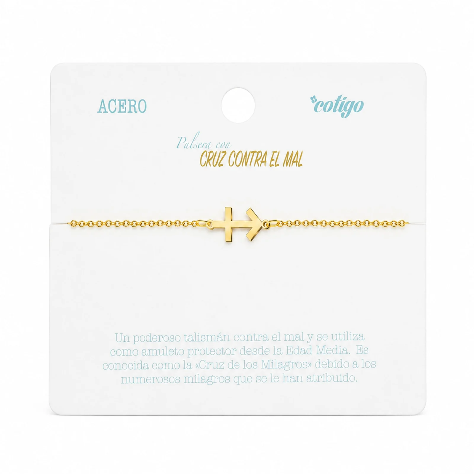 PULSERA CRUZ CONTRA EL MALACERO DORADO